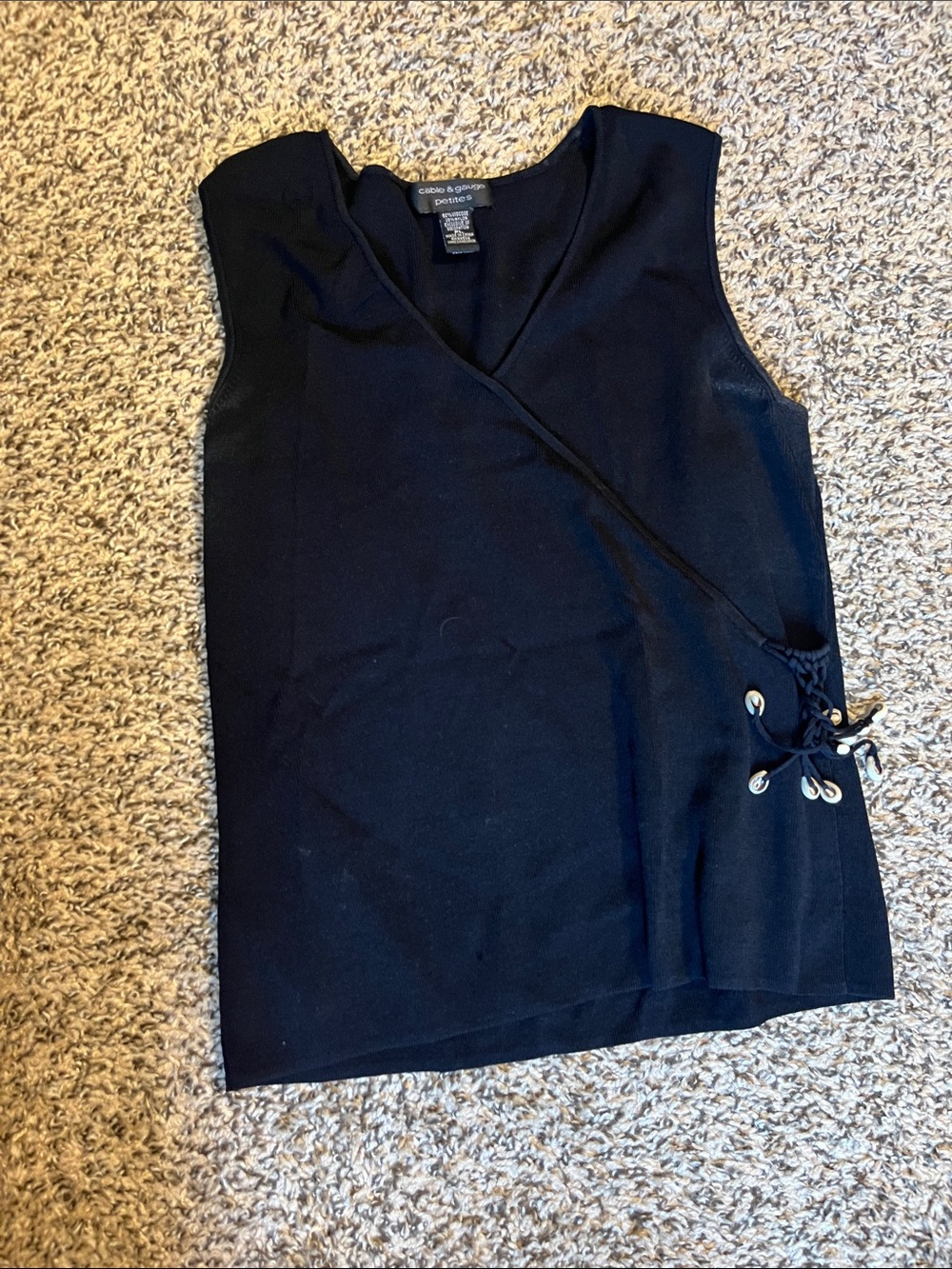 Cable & Gauge black Faux-Wrap Sleeveless Tank with sea shells